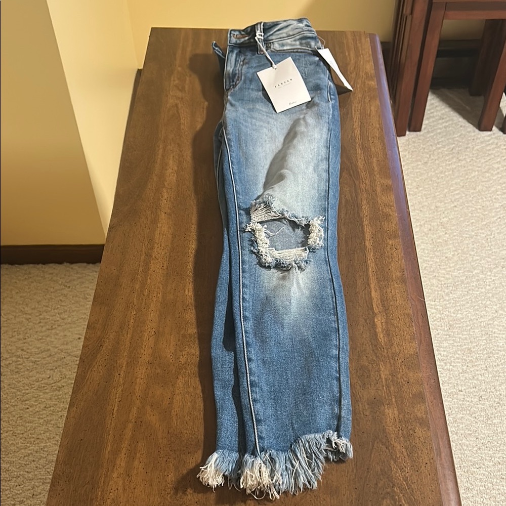 Distressed Blue Jeans